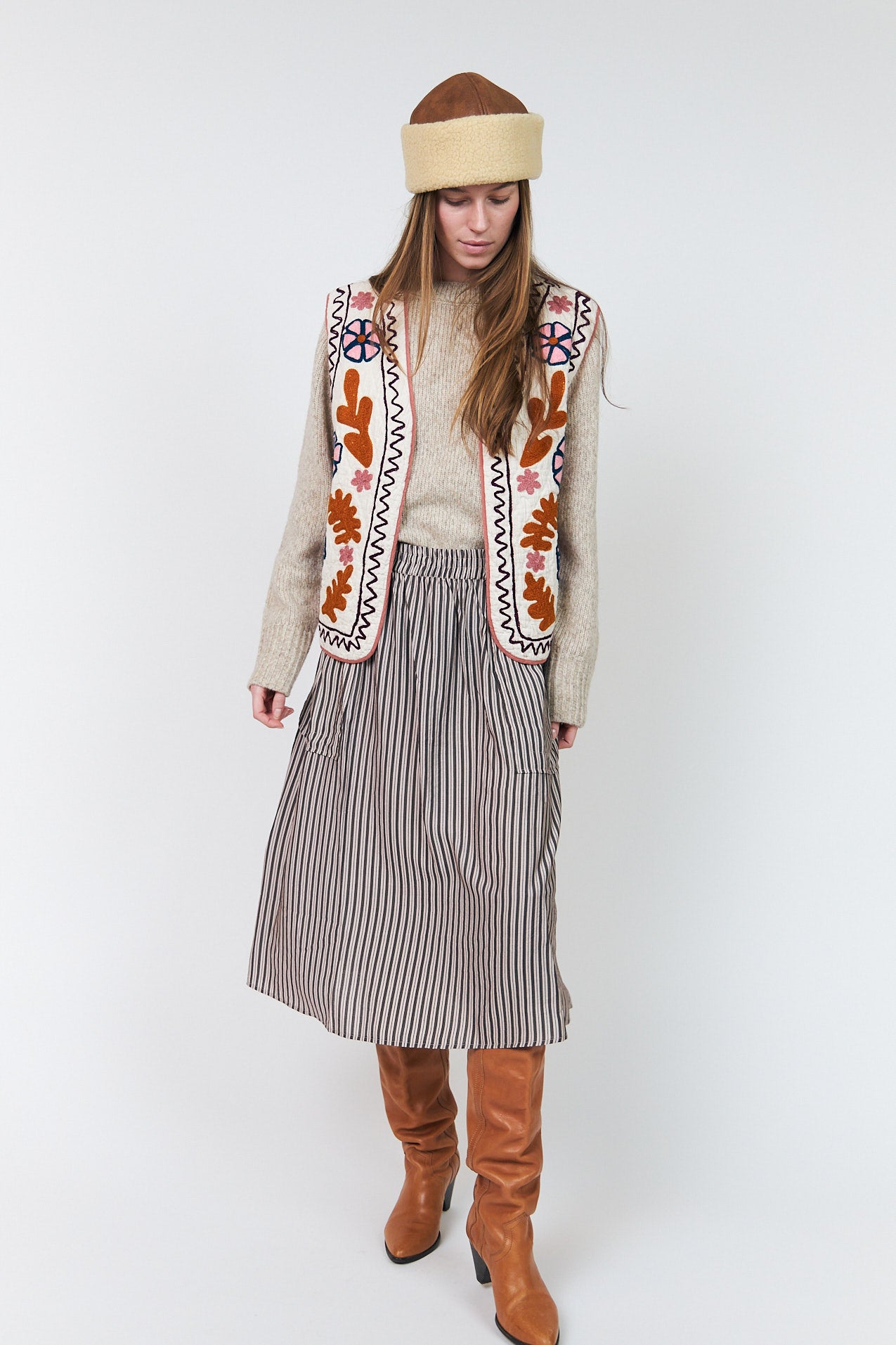 Lollys Laundry AkaneLL Midi Skirt Skirt 08 Beige