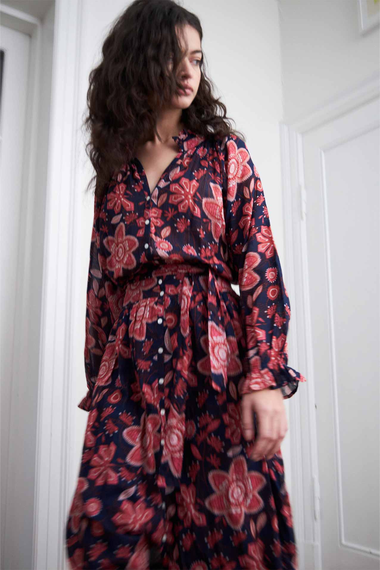 AminaLL Midi dress LS - Graphic Print