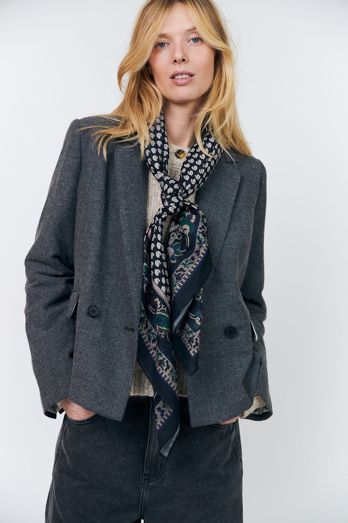 Lollys Laundry AntonellaLL Short Blazer Blazer 15 Dark Grey Melange