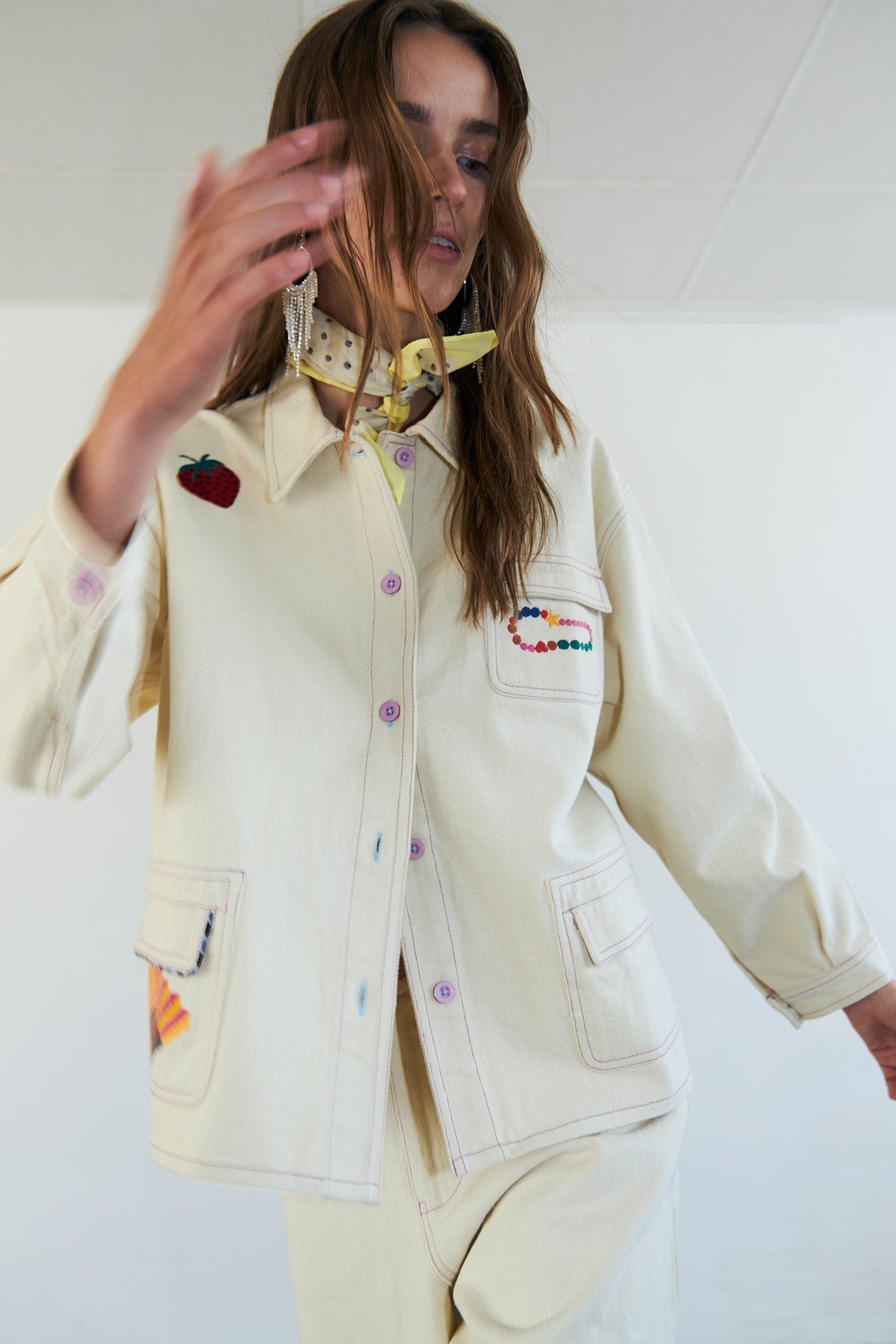 Relaxed cotton jacket with embroidery | Lollys Laundry
