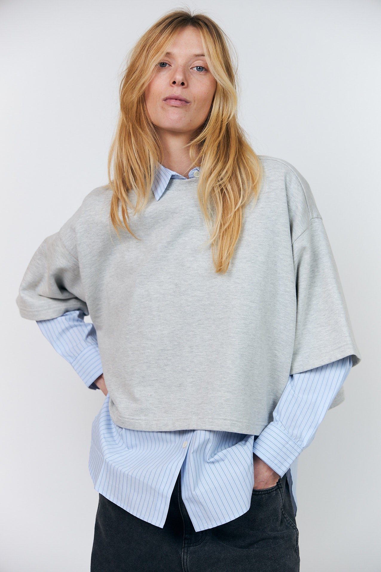 Lollys Laundry DanLL Boxy Sweatshirt Sweatshirt 13 Light Grey Melange