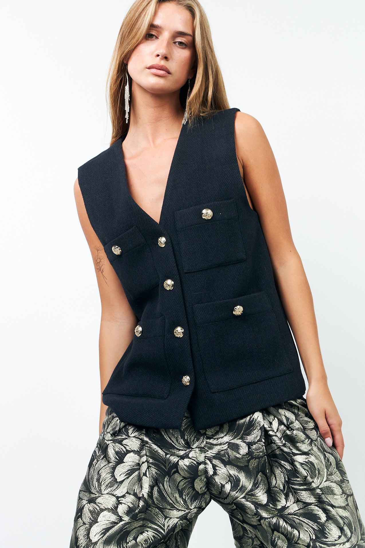Lollys Laundry Edel Vest Vest 27 Dark Navy