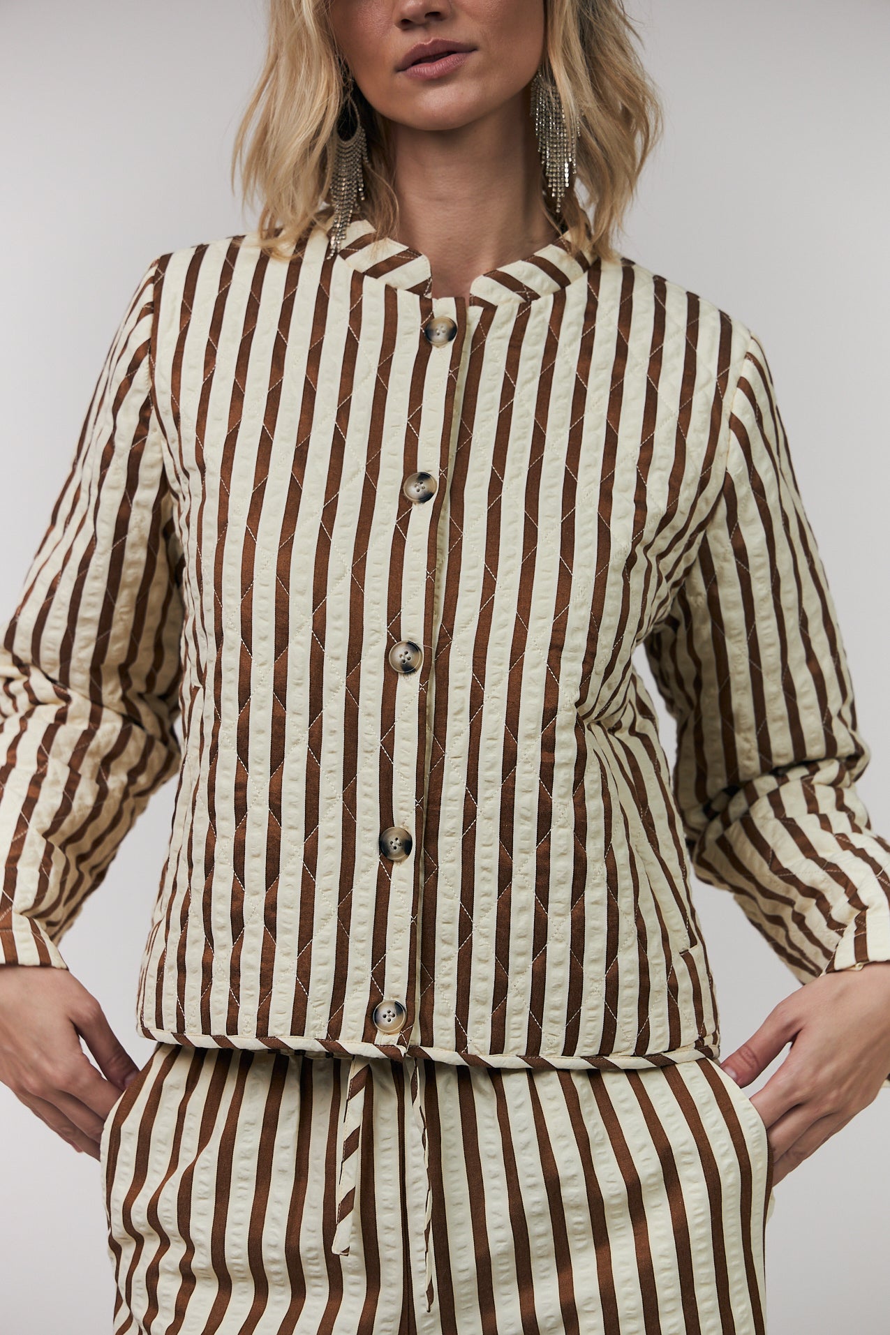 EmiliaLL Jacket in Dark Mokka Stripes | Lollys Laundry