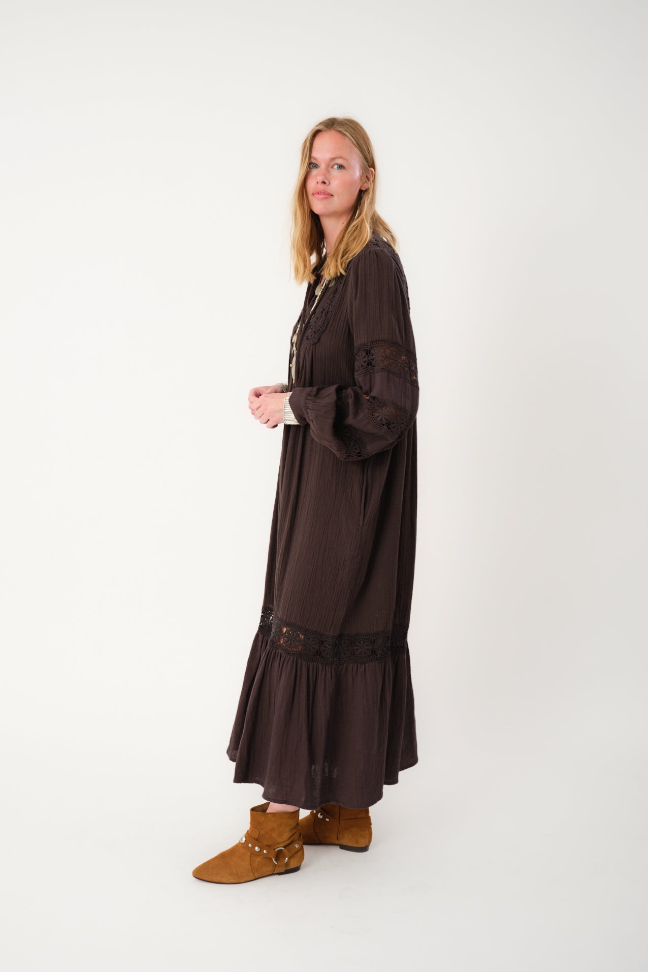 Lollys Laundry LatourLL Lace Maxi Dress Dress 87 Dark Mokka