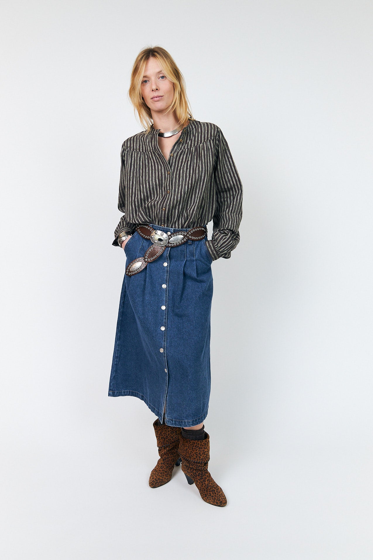 Lollys Laundry LennonLL Midi Skirt Skirt 23 Dark Blue