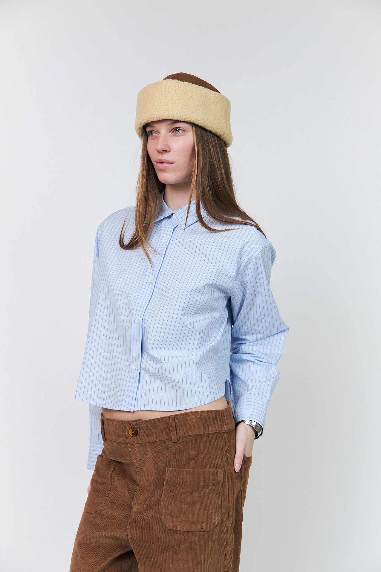 MarinaLL Cropped Shirt - Light Blue