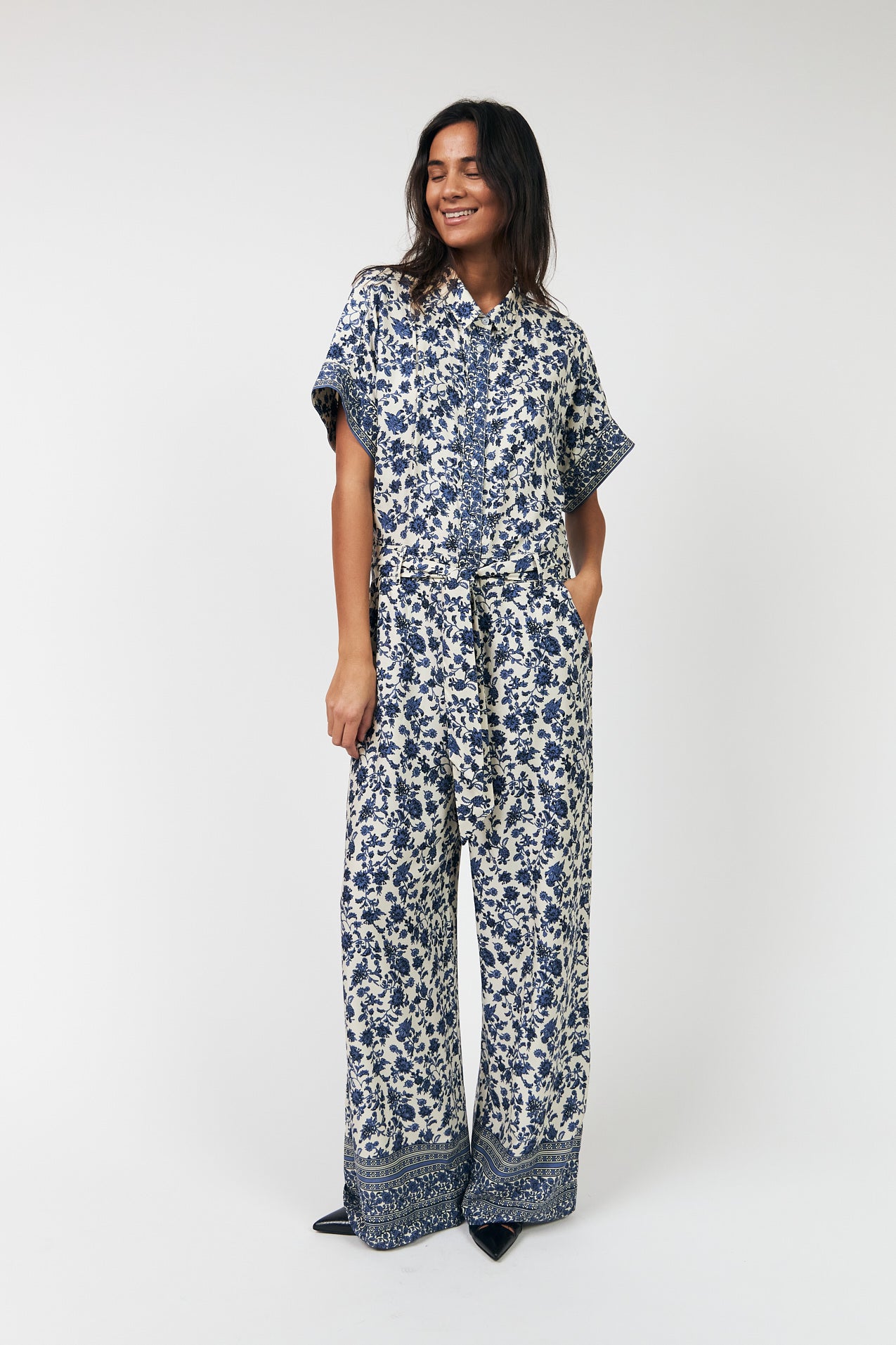MathildeLL Jumpsuit with floral print in blue | Lollys Laundry