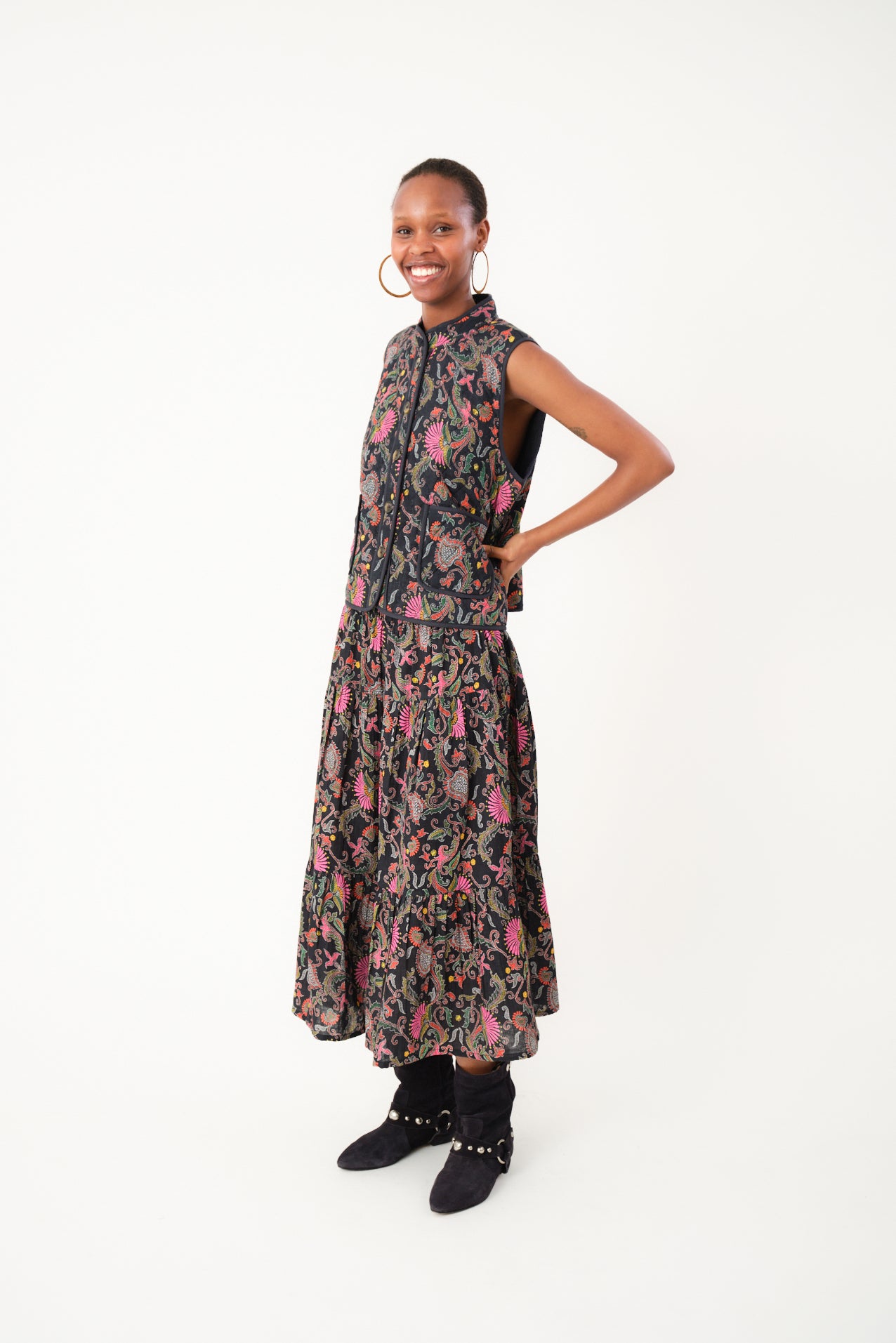 MorningLL Midi Skirt - Flower Print
