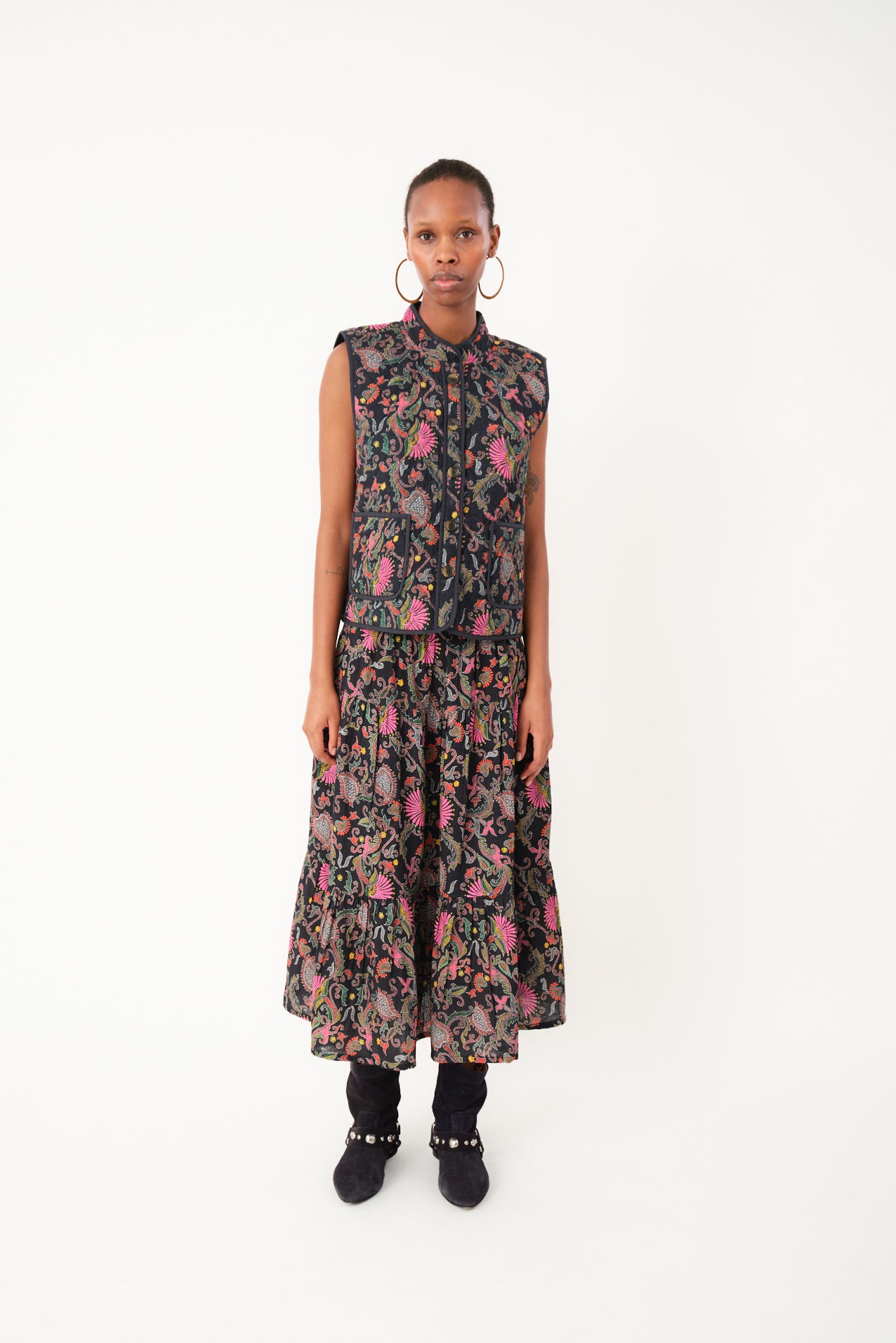 MorningLL Midi Skirt - Flower Print