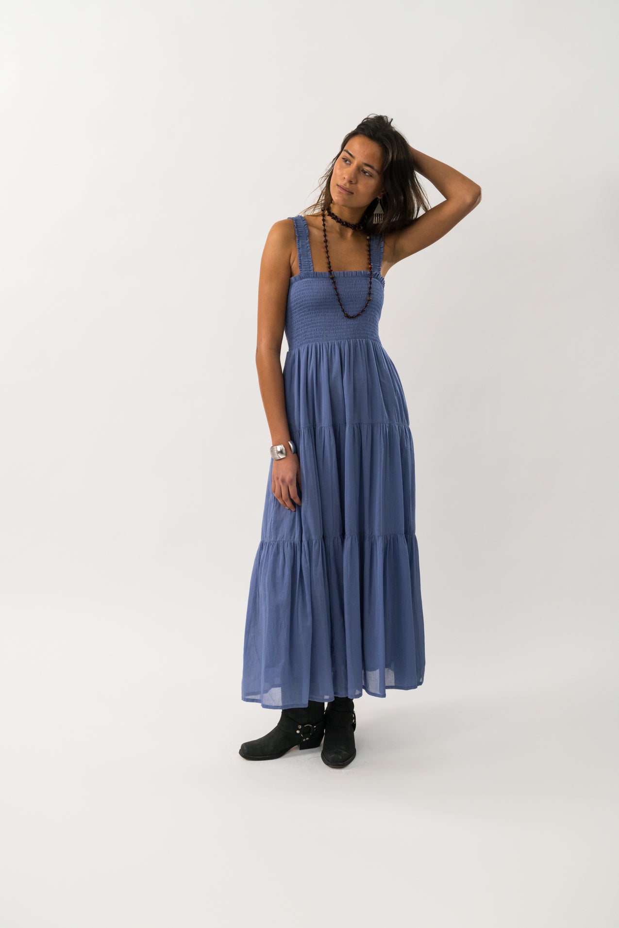 NudaLL smocked cotton maxi dress – feminine and flowy in blue
