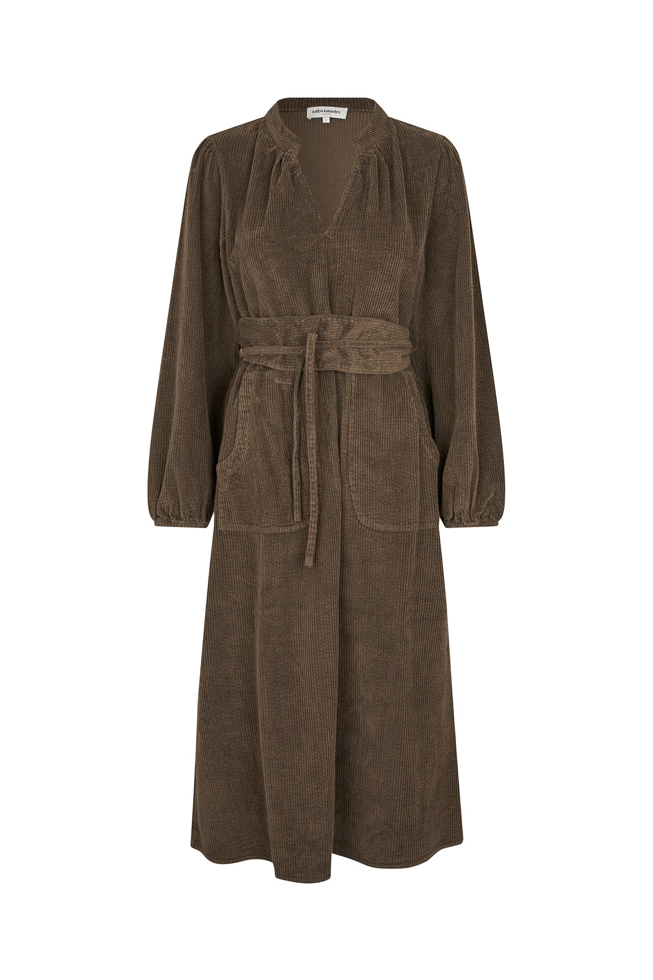 ParisLL brown dress in soft corduroy with waist belt