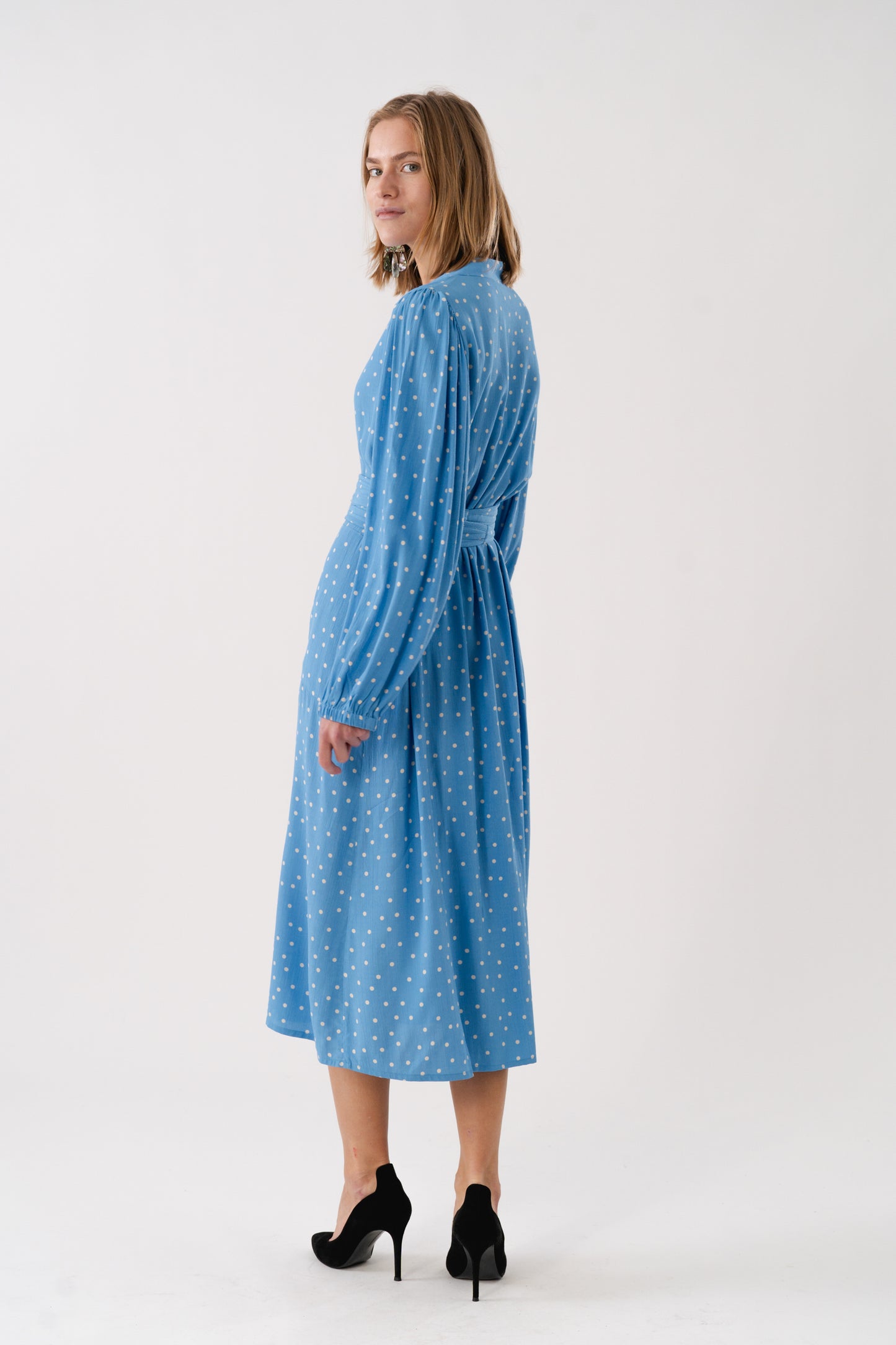 Lollys Laundry ParisLL Midi Dress LS Dress 76 Dot Print
