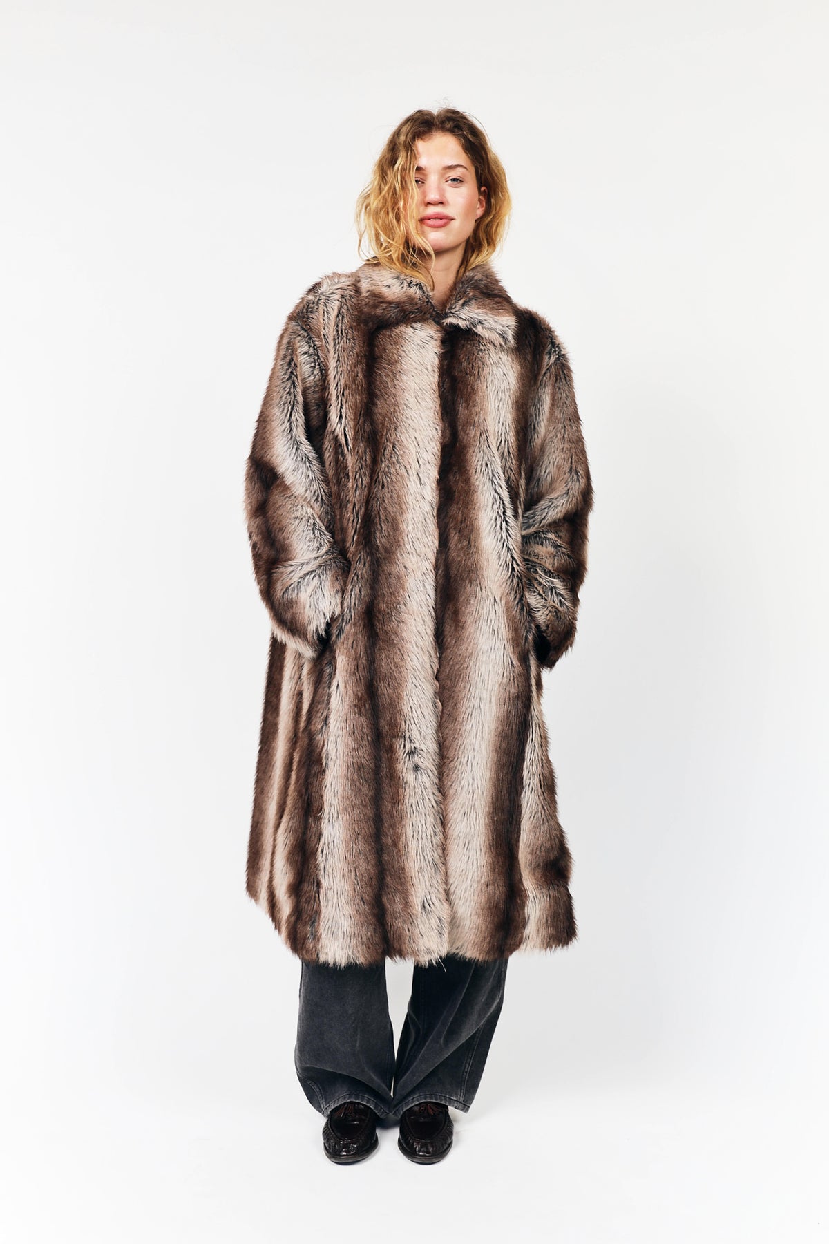 Lollys Laundry PetuniaLL Long Faux Fur Jacket Outerwear 59 Brown