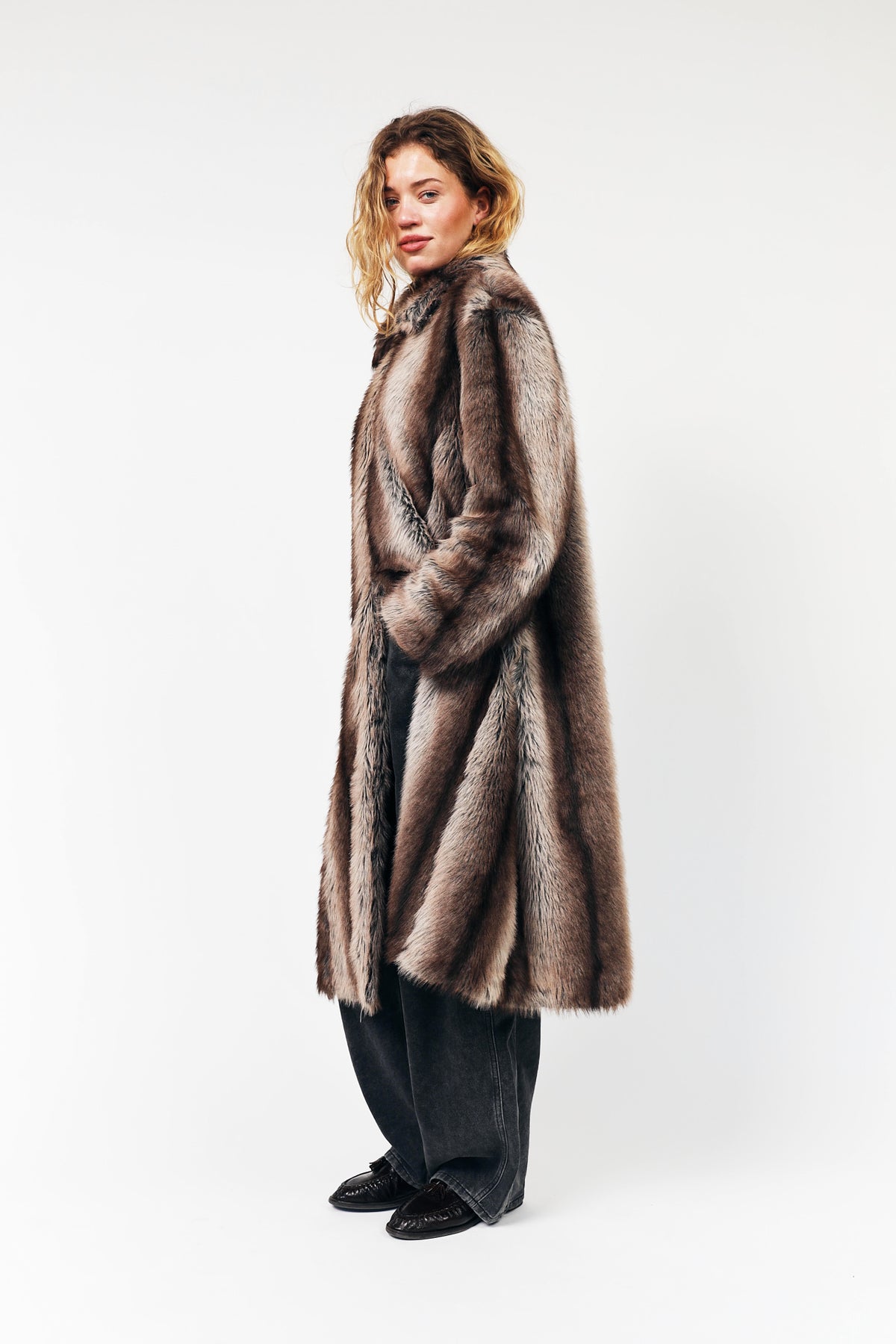 Lollys Laundry PetuniaLL Long Faux Fur Jacket Outerwear 59 Brown