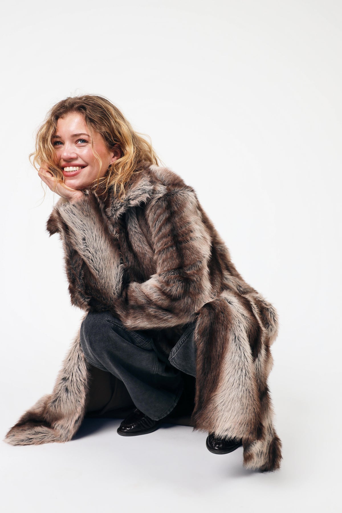Lollys Laundry PetuniaLL Long Faux Fur Jacket Outerwear 59 Brown