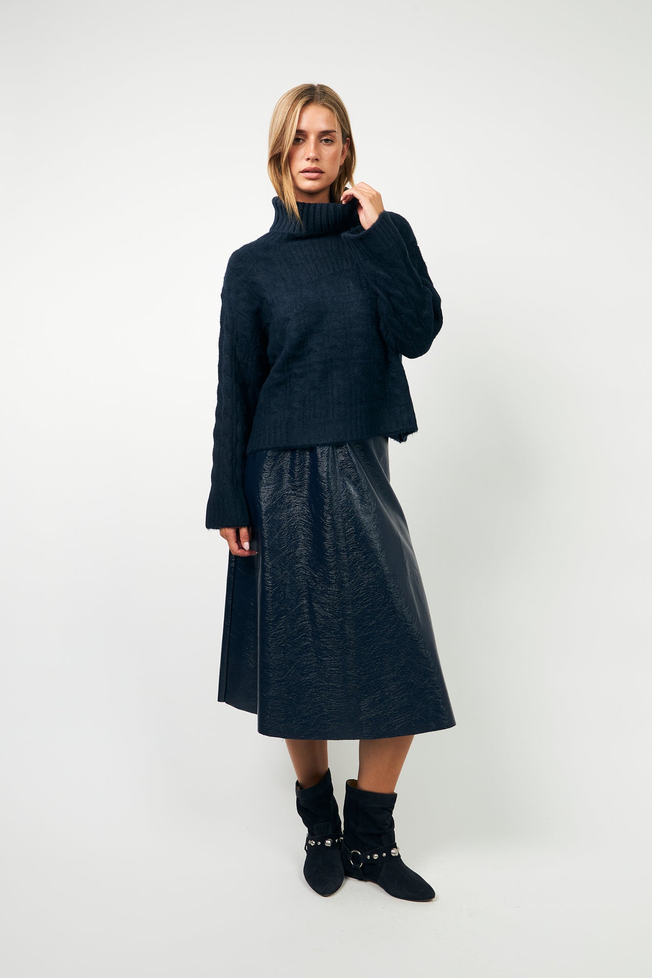RoLL Midi Skirt - Dark Blue