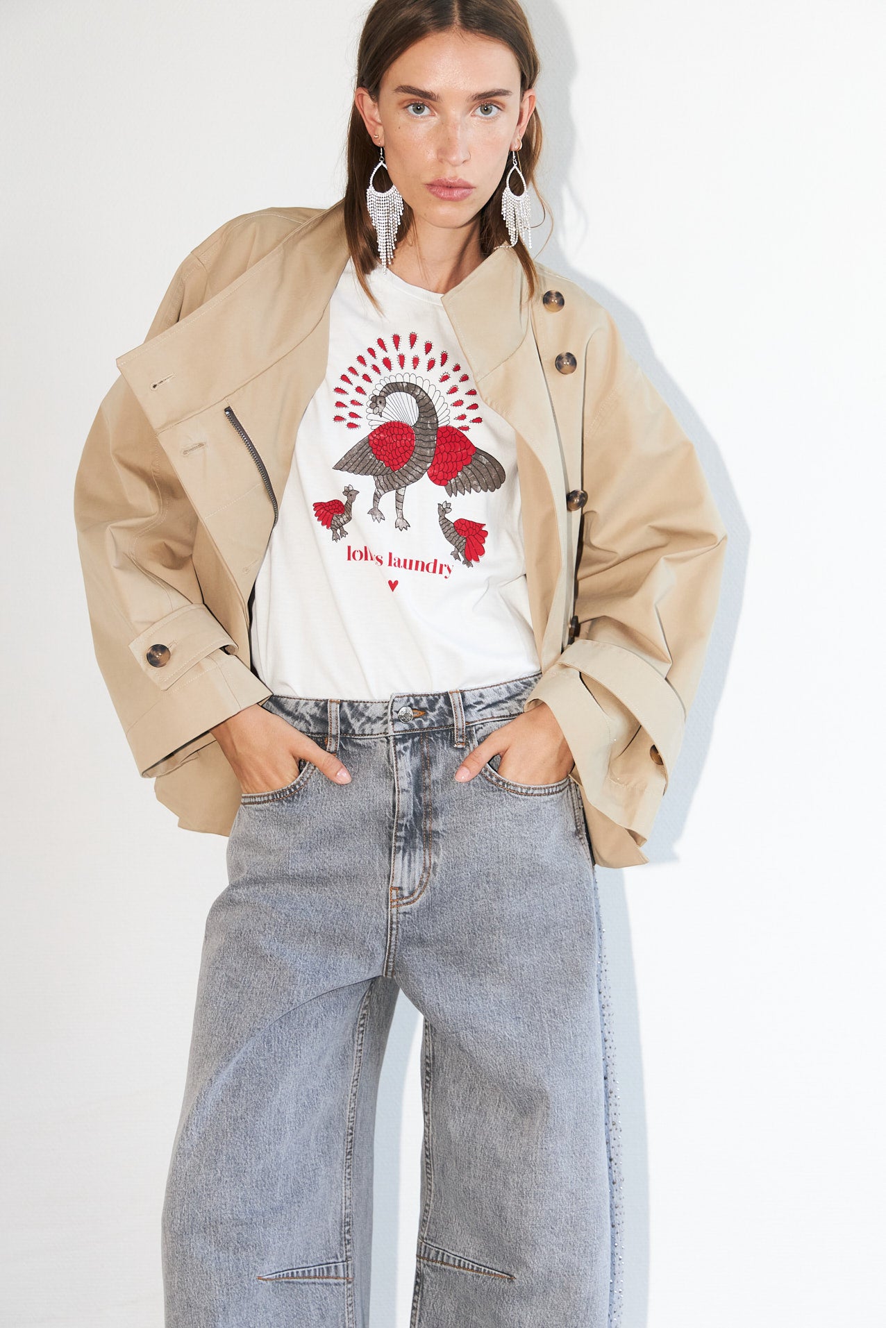 RomaLL T-Shirt Peacock - White