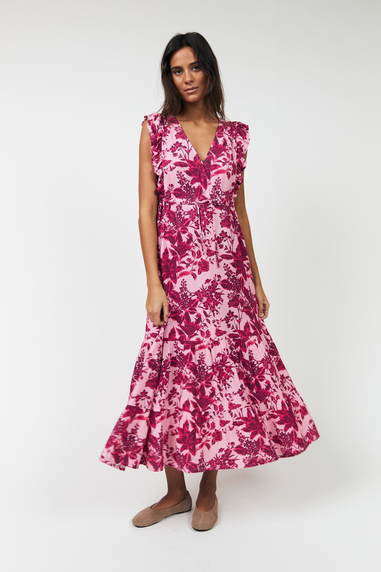 SamoLL Maxi Dress in Pink Floral Print | Lollys Laundry