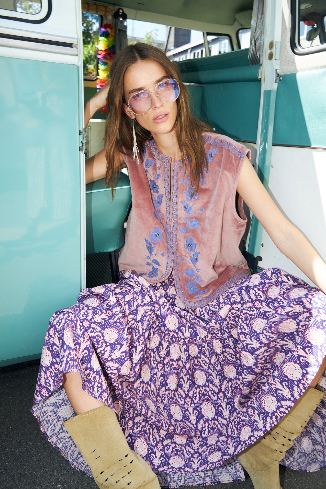 Lollys Laundry SunsetLL Maxi Skirt Skirt 64 Graphic Print