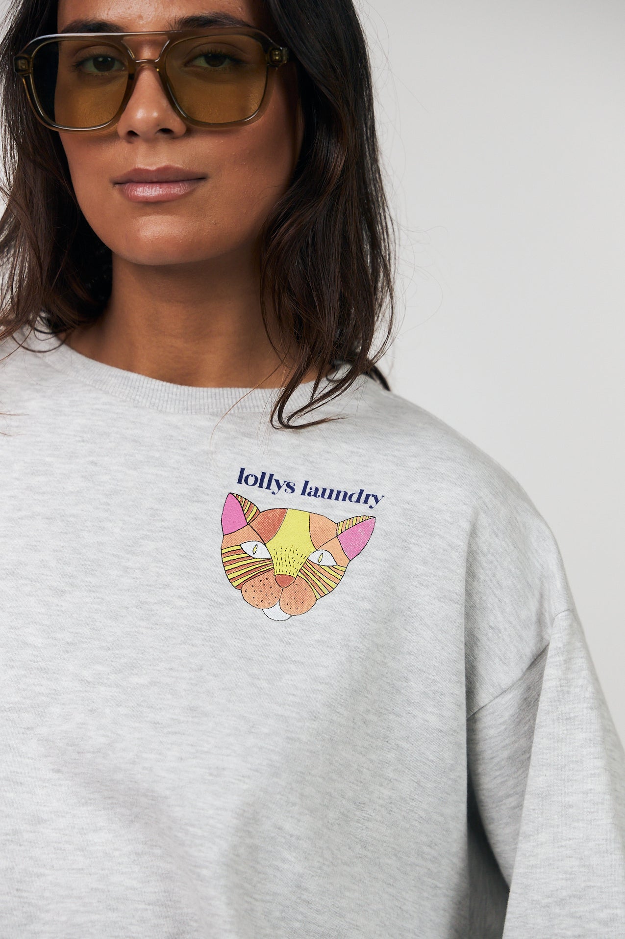 SydneyLL Cat Sweatshirt - Light Grey Melange