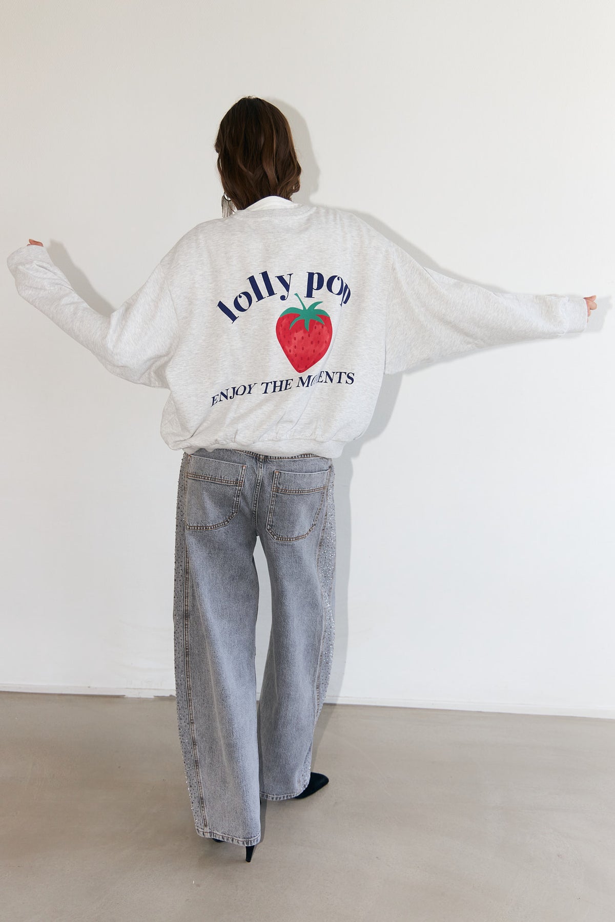 Lollys Laundry SydneyLL Strawberry Sweatshirt Sweatshirt 13 Light Grey Melange