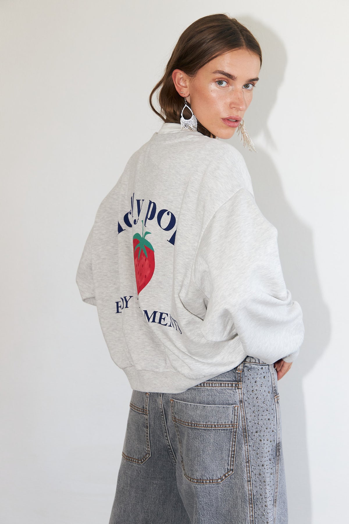 Lollys Laundry SydneyLL Strawberry Sweatshirt Sweatshirt 13 Light Grey Melange
