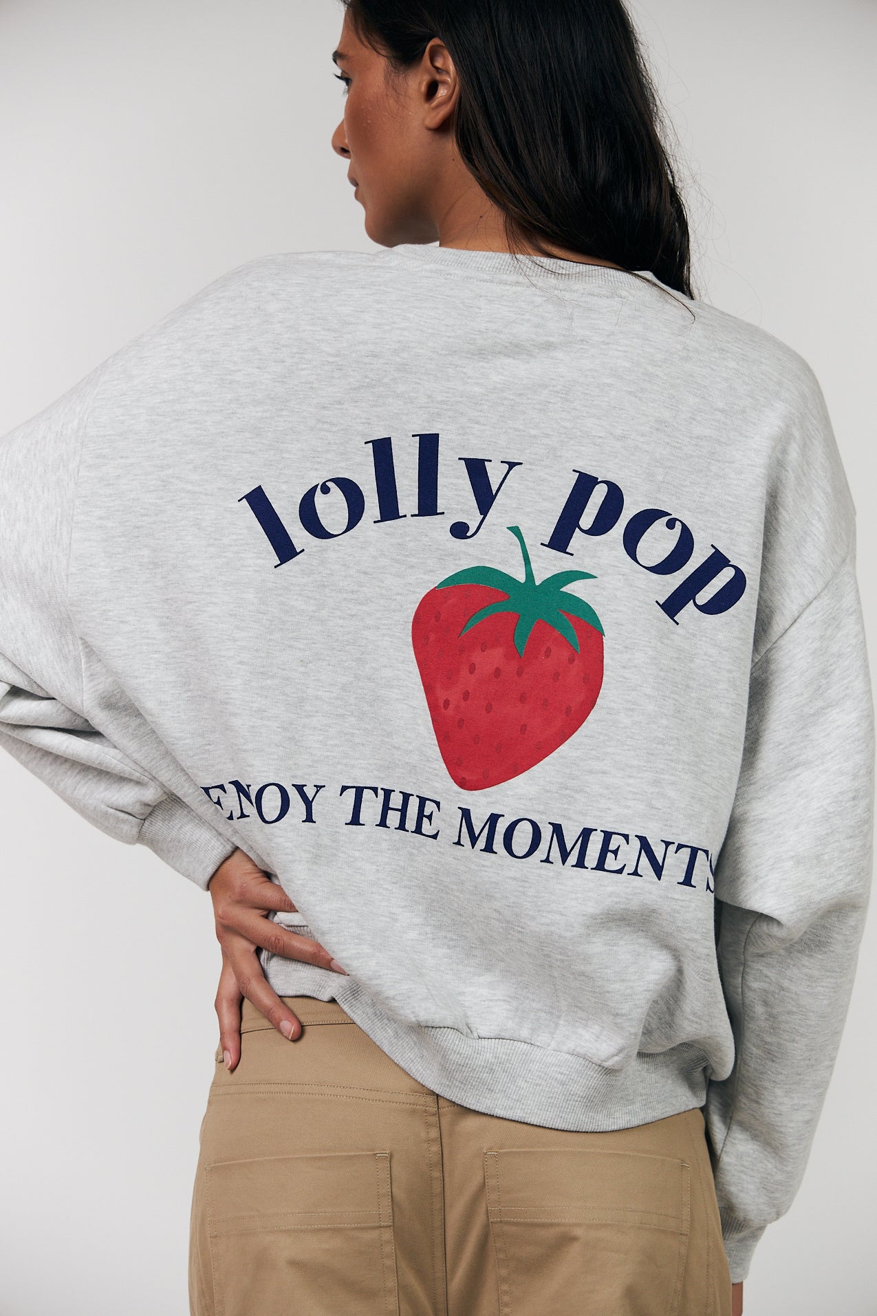 SydneyLL Strawberry Sweatshirt - Light Grey Melange