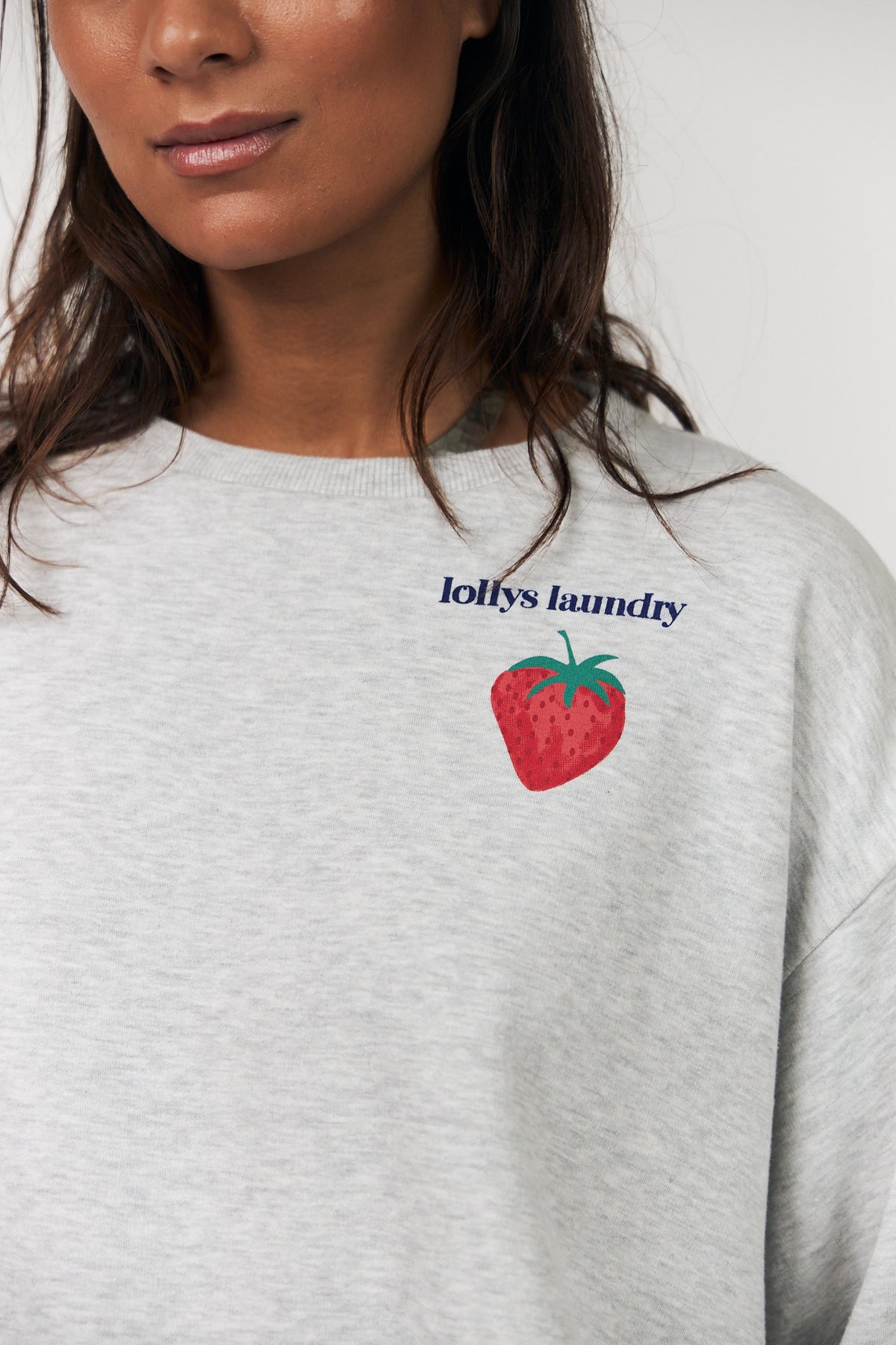 Lollys Laundry SydneyLL Strawberry Sweatshirt Sweatshirt 13 Light Grey Melange