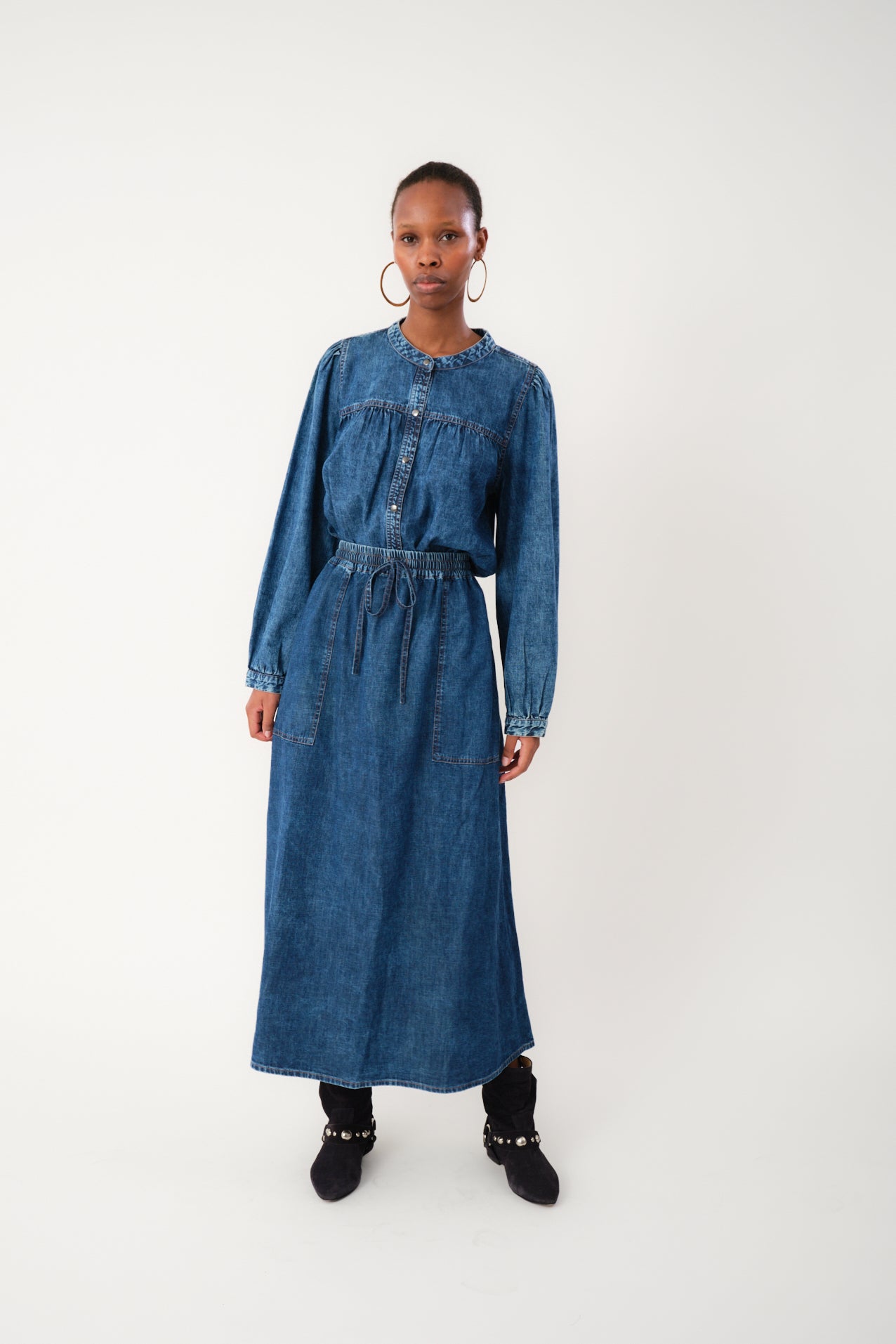 Lollys Laundry AkaneLL Maxi Skirt Skirt 100 Washed Denim