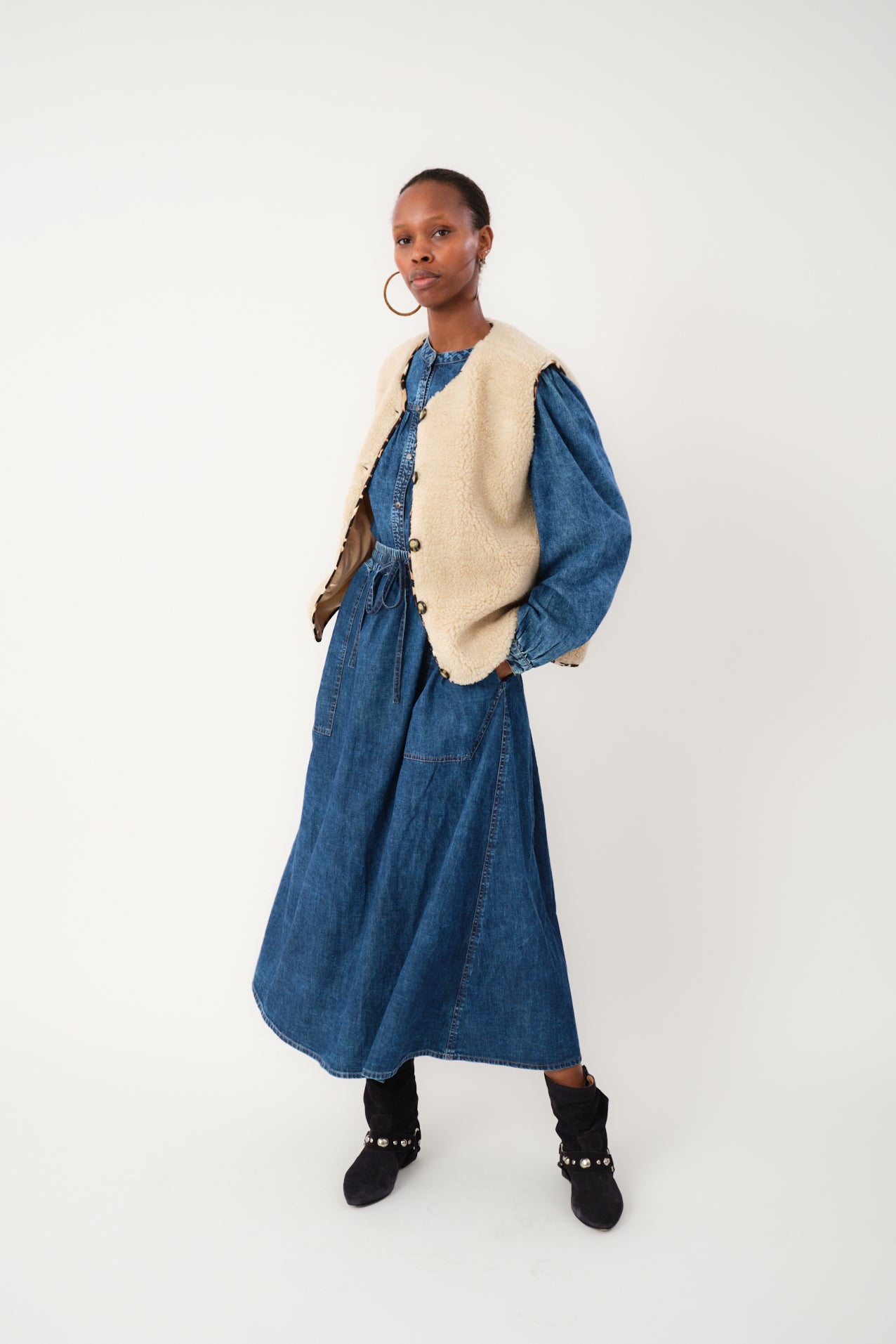 Lollys Laundry AkaneLL Maxi Skirt Skirt 100 Washed Denim