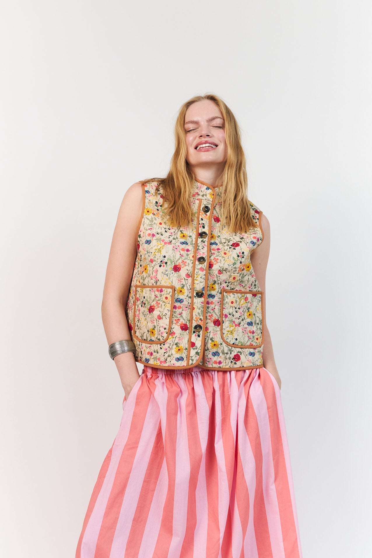 AkaneLL Maxi Skirt in Light Pink with stripes | Lollys Laundry