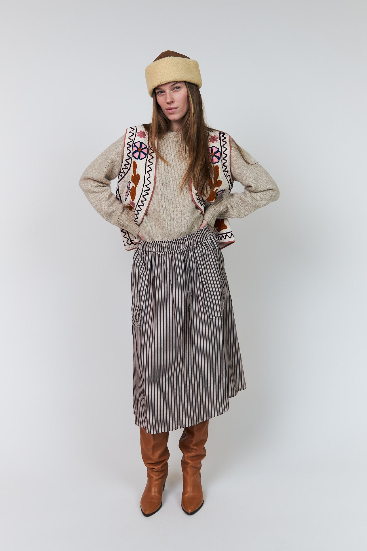 Lollys Laundry AkaneLL Midi Skirt Skirt 08 Beige