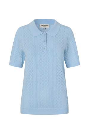 Lollys Laundry AlaiaLL Polo Knit T-shirt 22 Light Blue