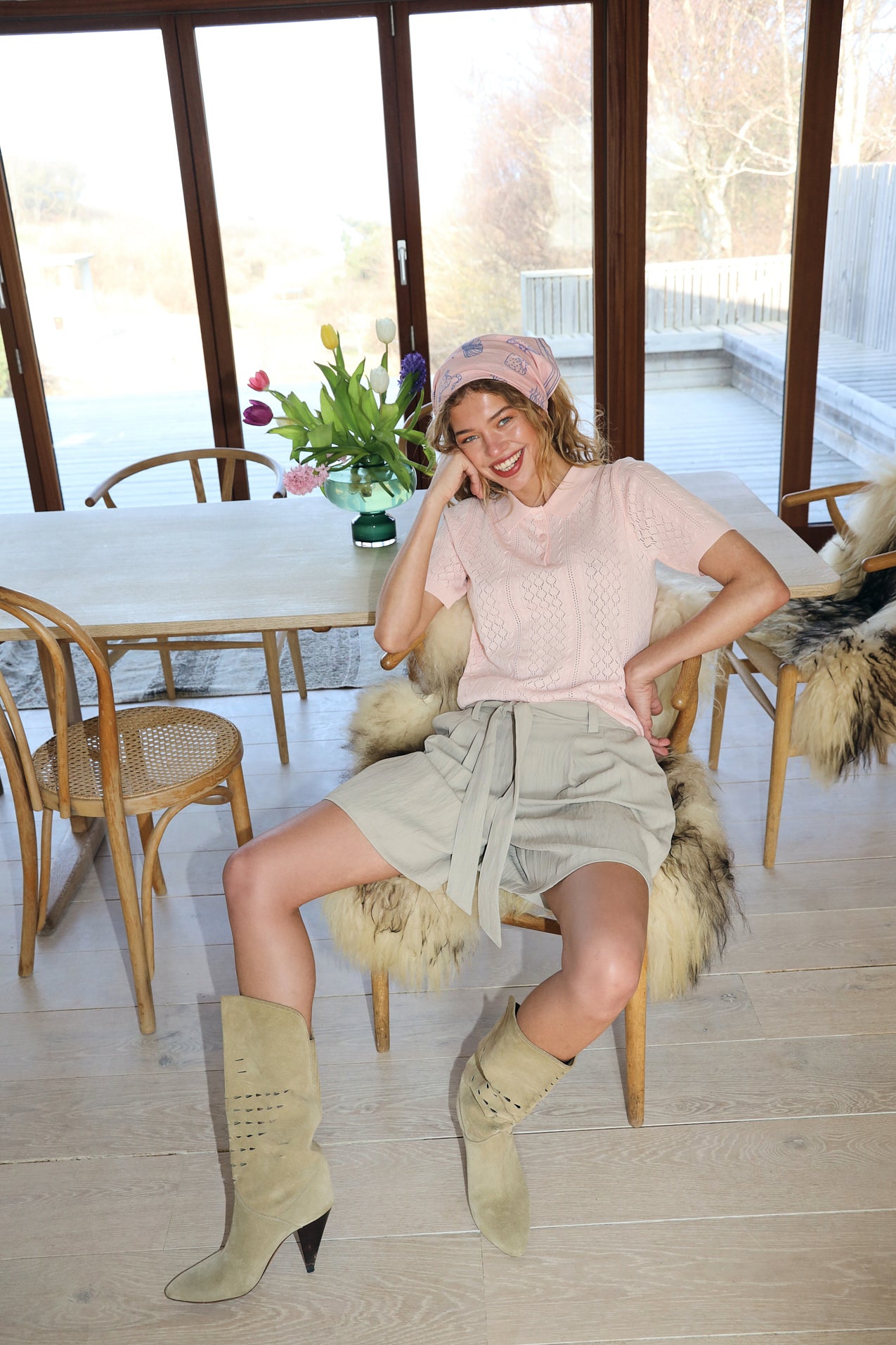 AlaiaLL Polo Knit - Light Pink