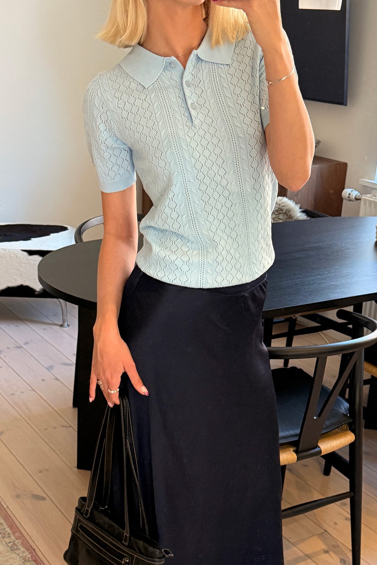 AlaiaLL Polo Knit - Light Blue