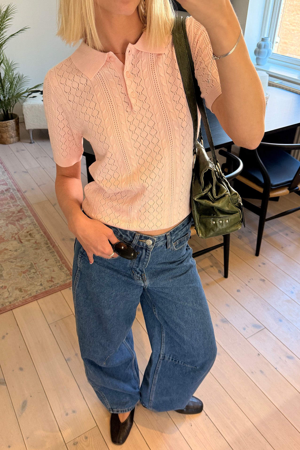AlaiaLL Polo Knit - Light Pink