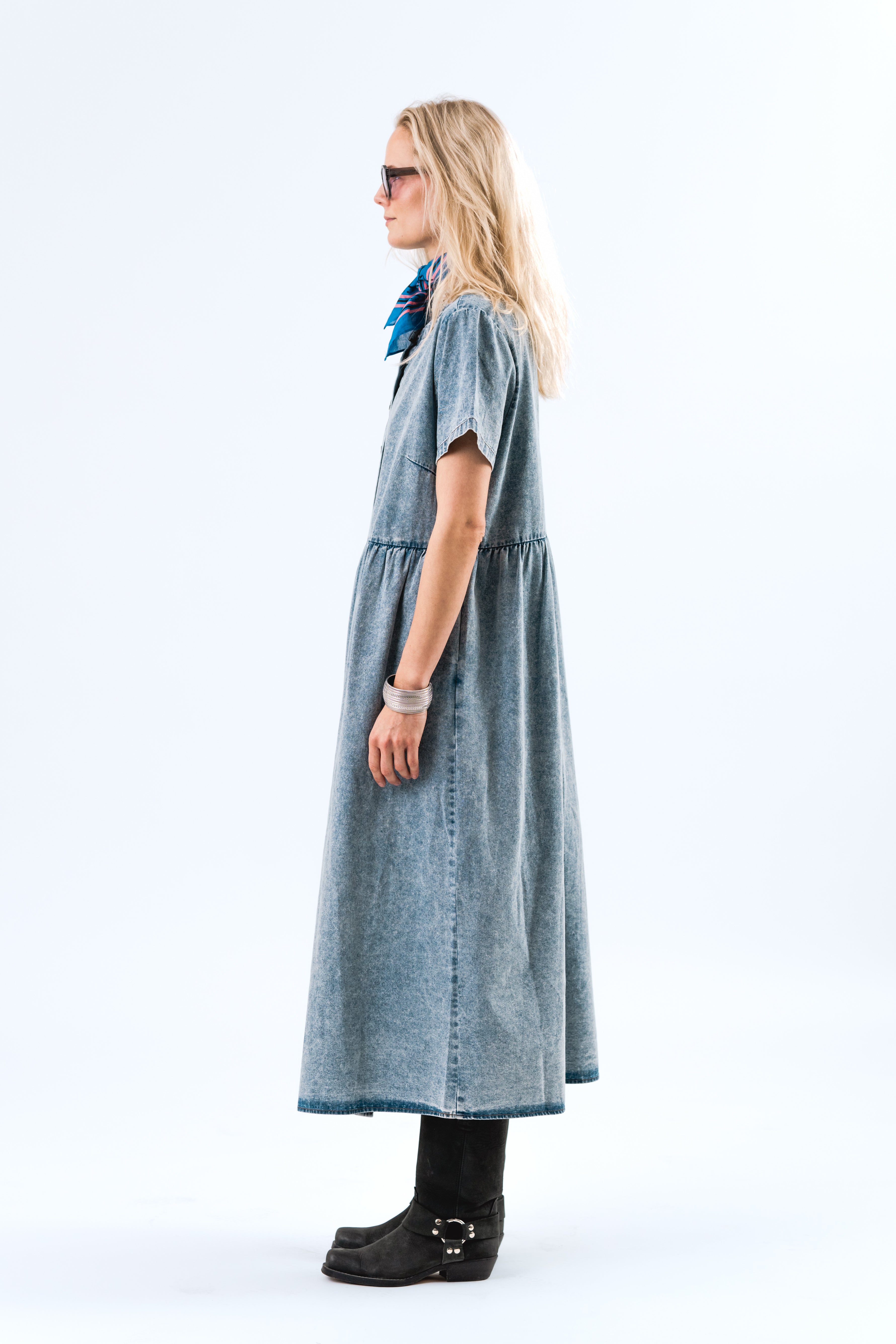 Lollys Laundry AliyaLl Maxi Dress LS Dress 100 Washed Denim