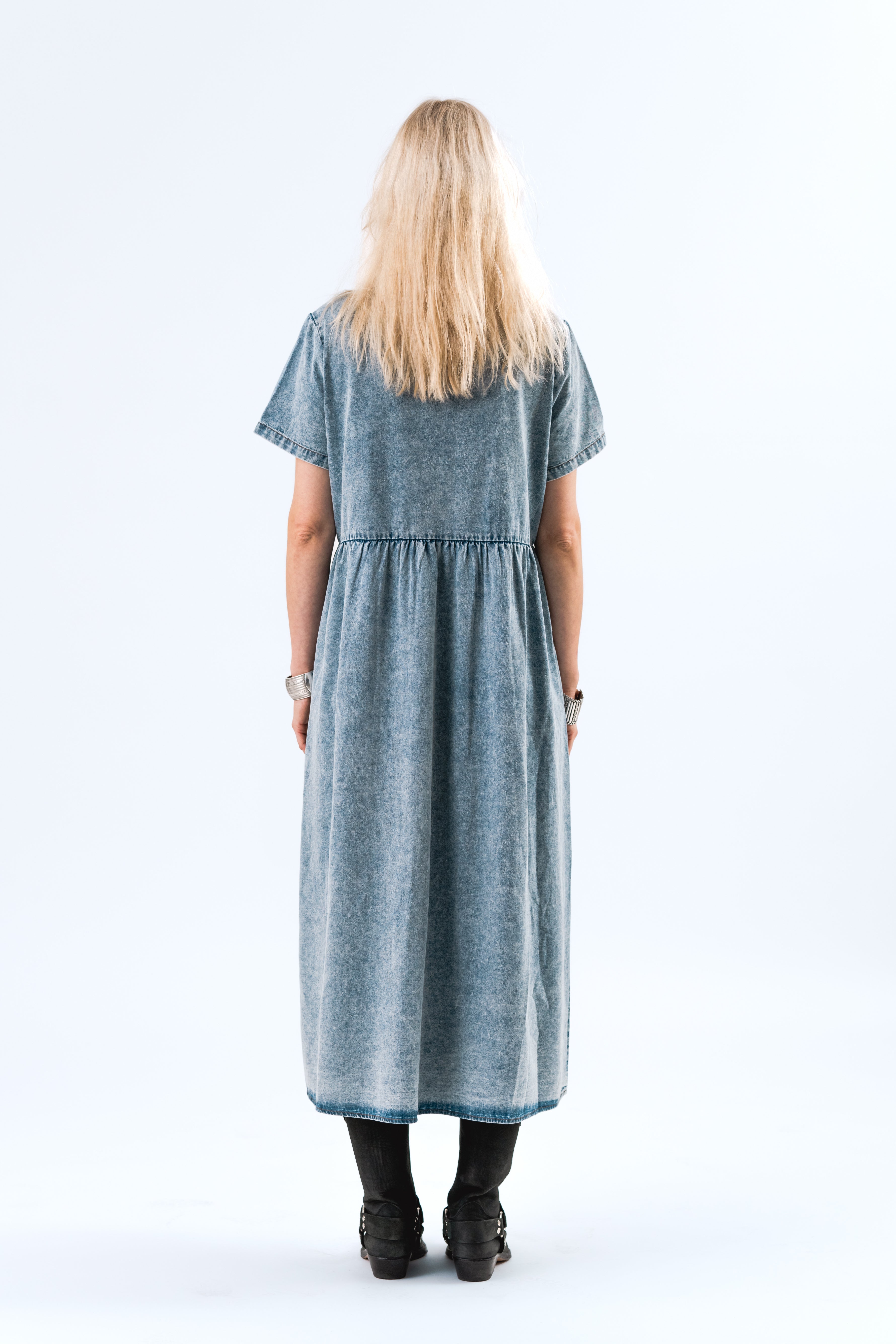 Lollys Laundry AliyaLl Maxi Dress LS Dress 100 Washed Denim