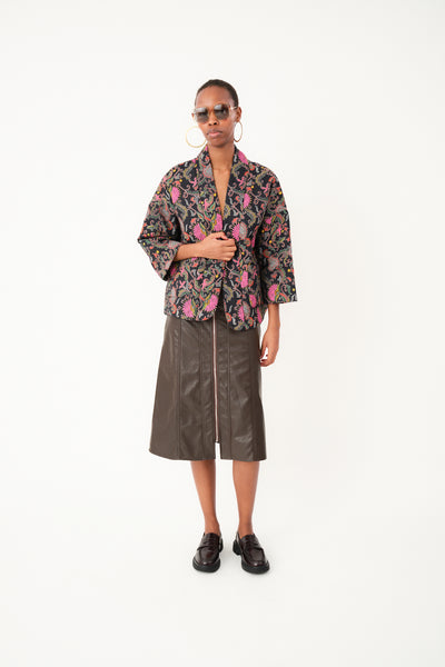 【新品】PIXEL FLOWER PRINT SHORT JACKET BarbraLL_Jacket-Jacket-25401-