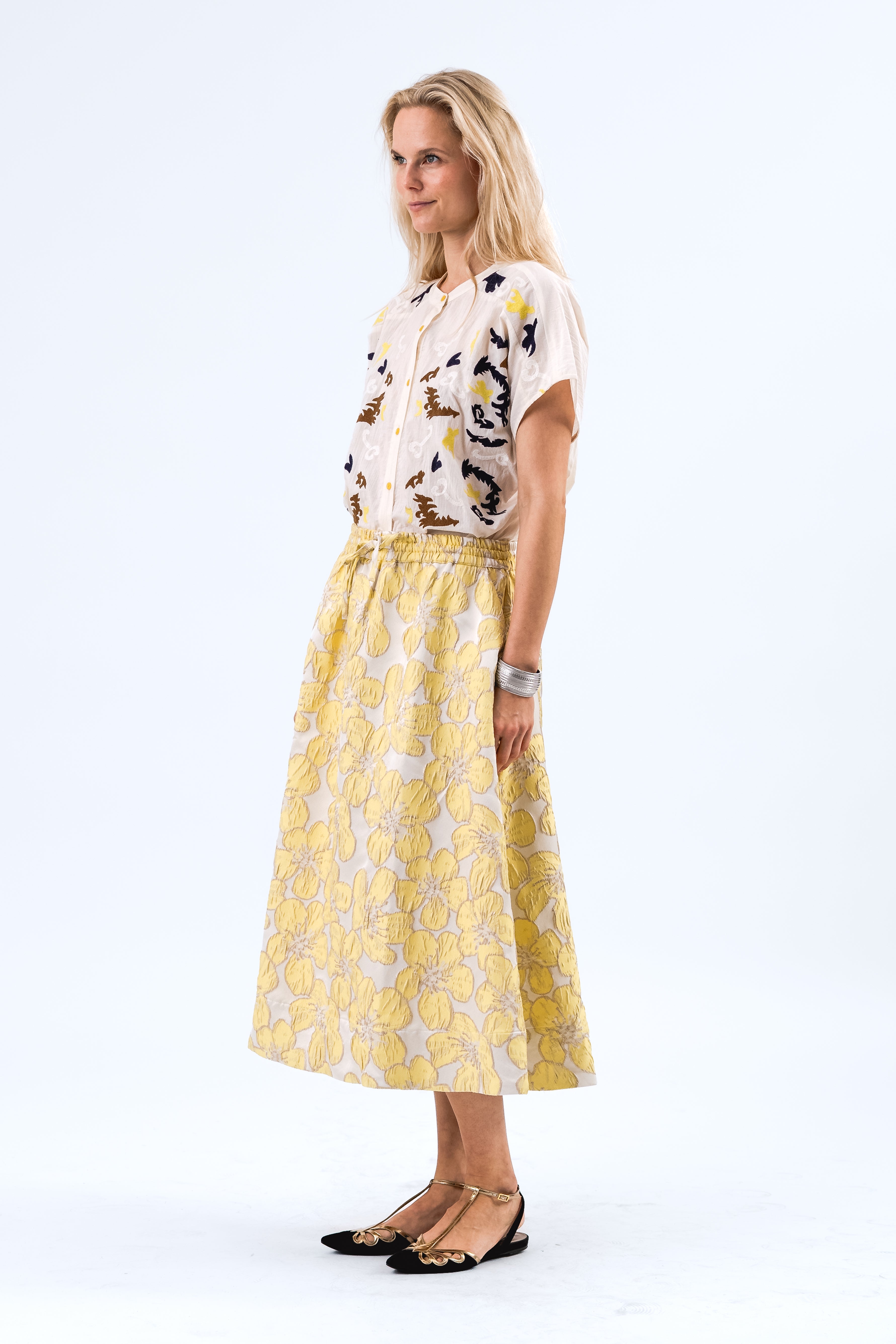 Lollys Laundry BristolLL Midi Skirt Skirt 93 Light Yellow