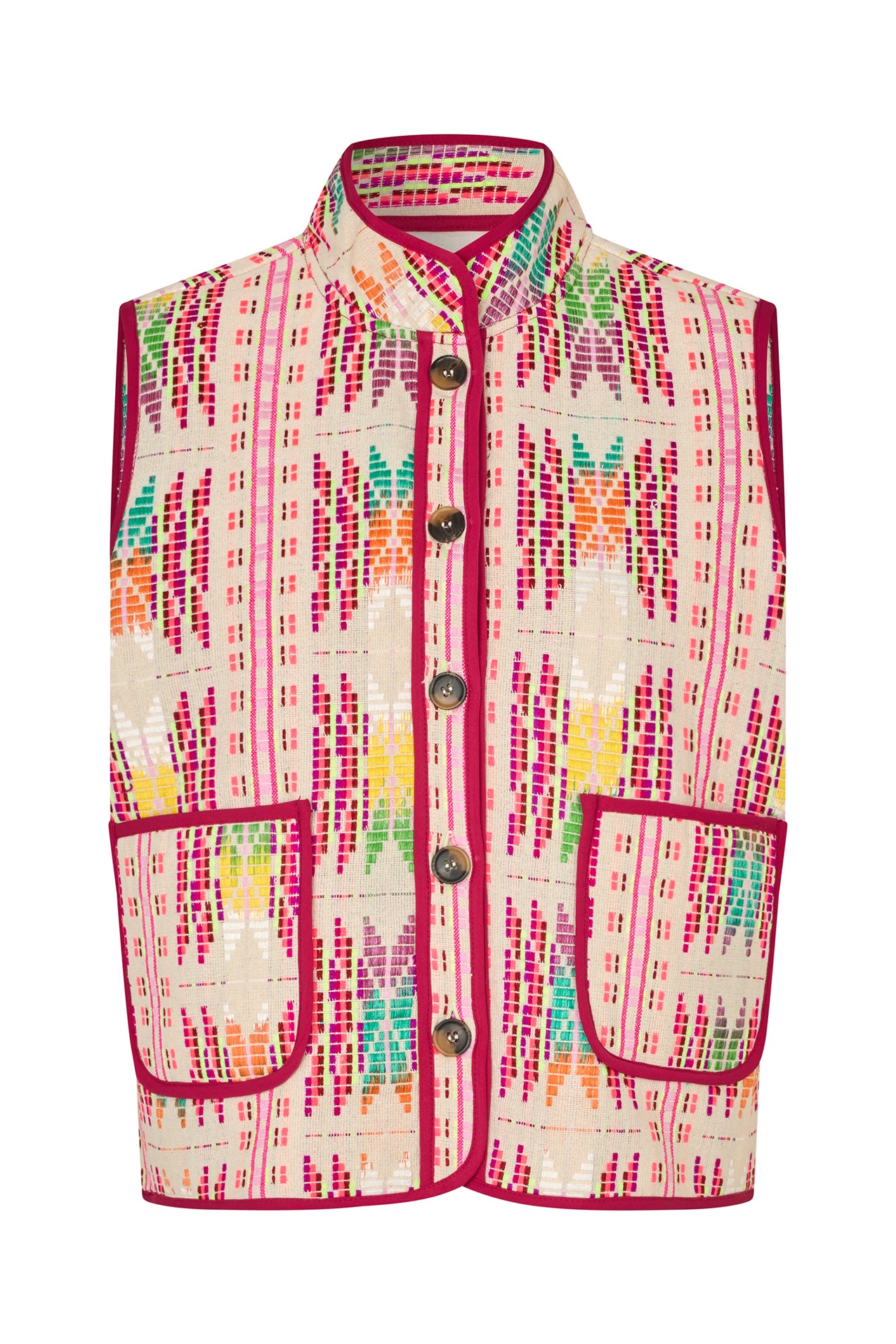 Statement woven vest with contrast trims | Lollys Laundry