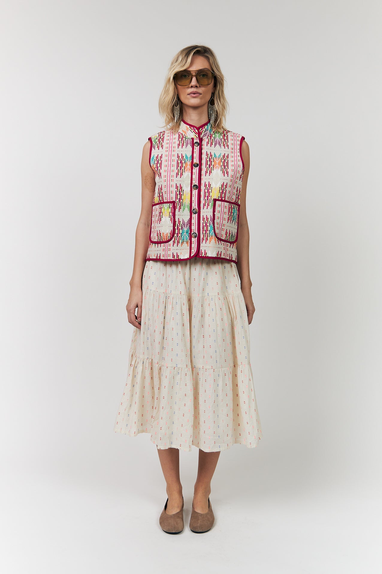 Statement woven vest with contrast trims | Lollys Laundry