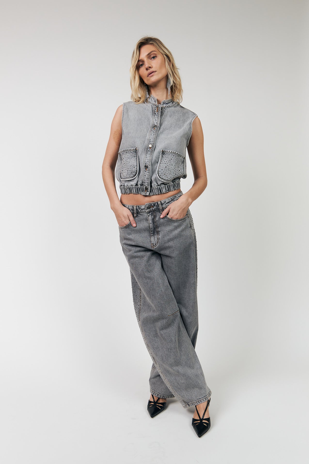 Lollys Laundry CarmenLL Vest Vest 12 Light Grey