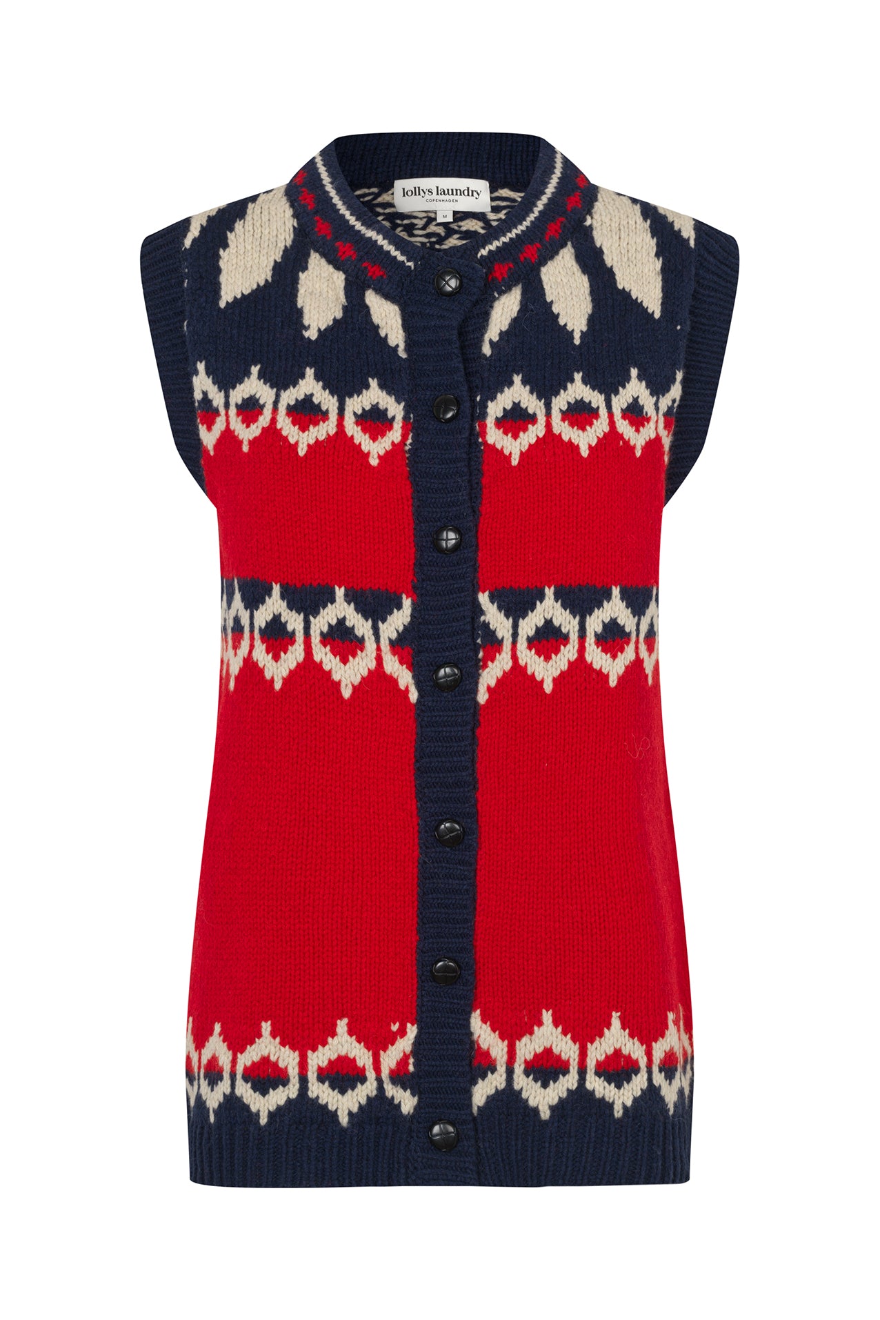 CleoLL Knitted Vest with Nordic Pattern in Red | Lollys Laundry
