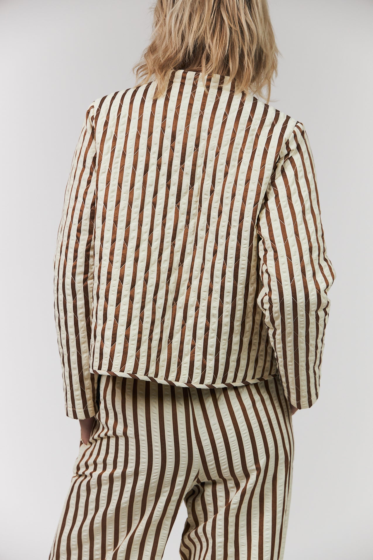 EmiliaLL Jacket in Dark Mokka Stripes | Lollys Laundry