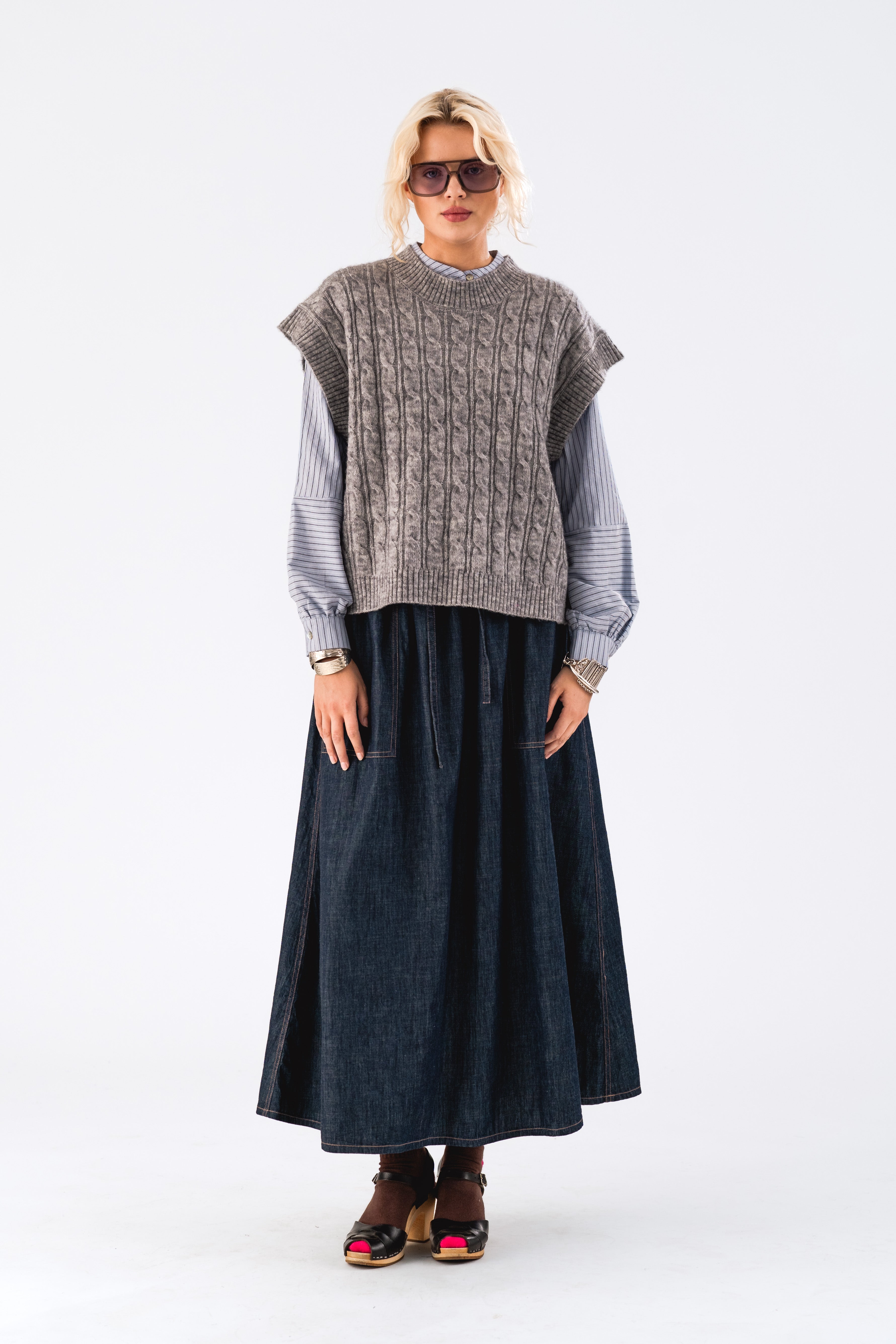 Lollys Laundry FinnLL Knit Vest Vest 13 Light Grey Melange