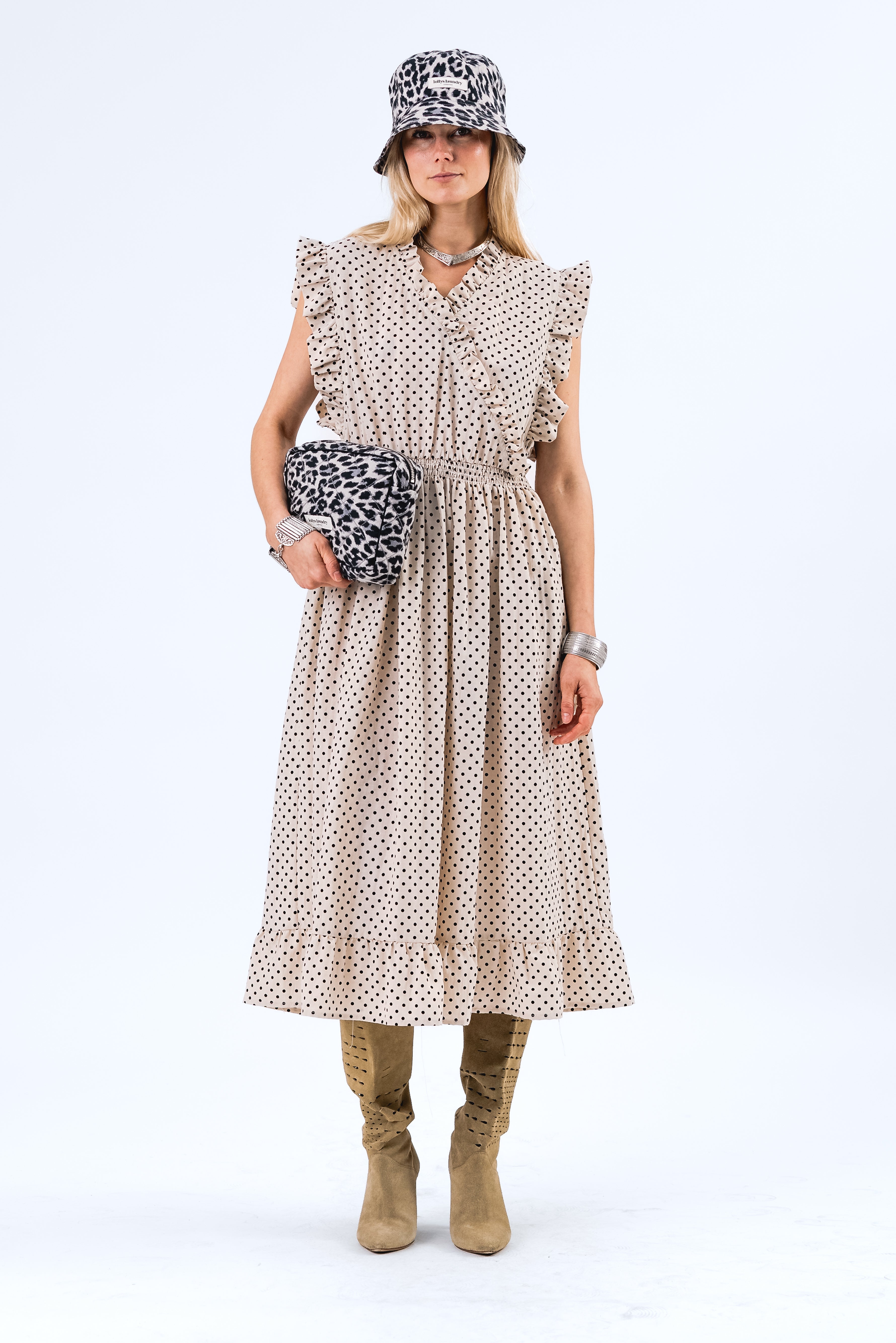 Lollys Laundry IdinaLL Midi Dress Dress 02 Creme