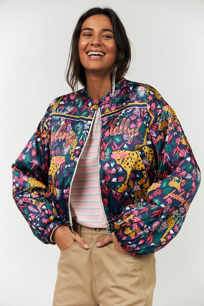 LamaLL Bomber Jacket in Dark Blue Print | Lollys Laundry
