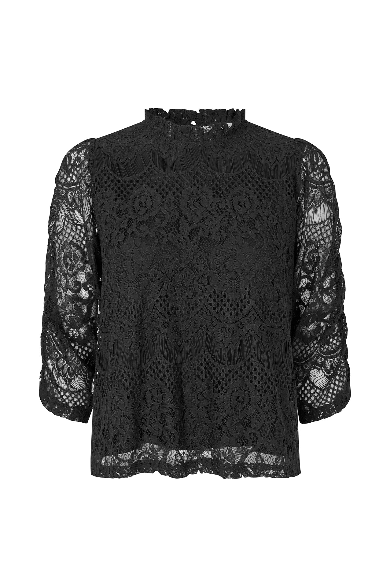 新品　AULA LEAVER LACE BLOUSE 　タグ付き未使用　黒　1 L'AGENCE Ava Lace Cuff Blouse | Saks Fifth Avenue
