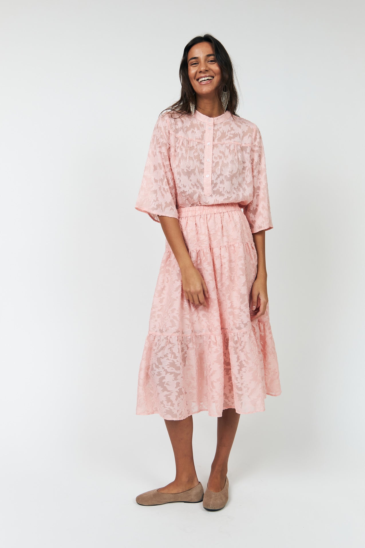 LouiseLL Blouse with texture in light pink | Lollys Laundry